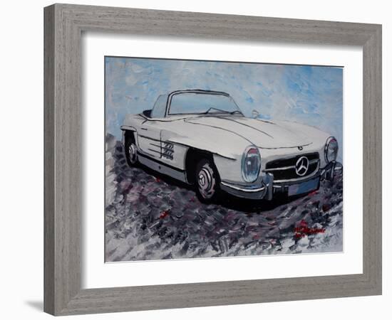 The White Mercedes SL 300 1957-Martina Bleichner-Framed Art Print