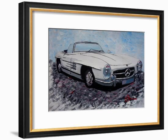 The White Mercedes SL 300 1957-Martina Bleichner-Framed Art Print