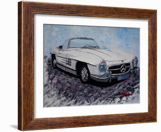 The White Mercedes SL 300 1957-Martina Bleichner-Framed Art Print