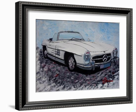 The White Mercedes SL 300 1957-Martina Bleichner-Framed Art Print