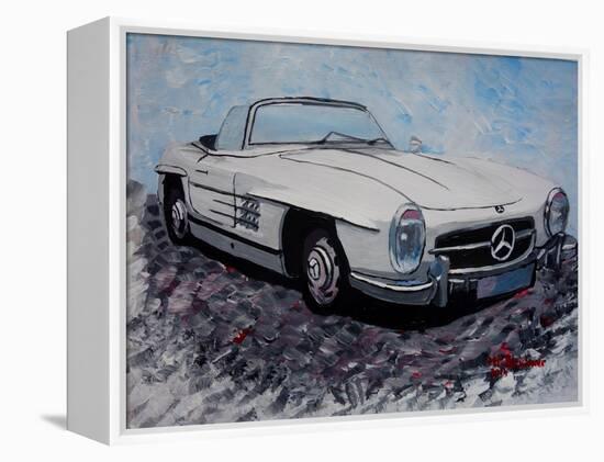 The White Mercedes SL 300 1957-Martina Bleichner-Framed Stretched Canvas