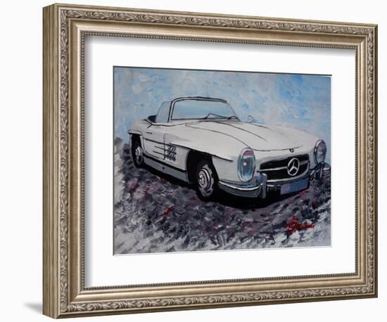 The White Mercedes SL 300 1957-Martina Bleichner-Framed Art Print