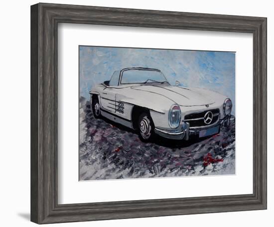 The White Mercedes SL 300 1957-Martina Bleichner-Framed Art Print