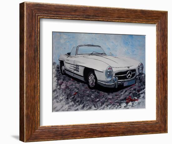 The White Mercedes SL 300 1957-Martina Bleichner-Framed Art Print