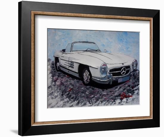 The White Mercedes SL 300 1957-Martina Bleichner-Framed Art Print