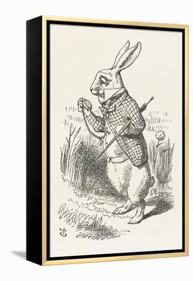 The White Rabbit Checks His Watch-John Tenniel-Framed Premier Image Canvas