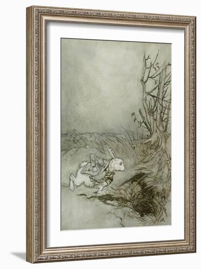 The White Rabbit from 'Alice's Adventures in Wonderland', 1907 (Pen, Ink and W/C on Paper)-Arthur Rackham-Framed Giclee Print