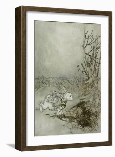 The White Rabbit from 'Alice's Adventures in Wonderland', 1907 (Pen, Ink and W/C on Paper)-Arthur Rackham-Framed Giclee Print