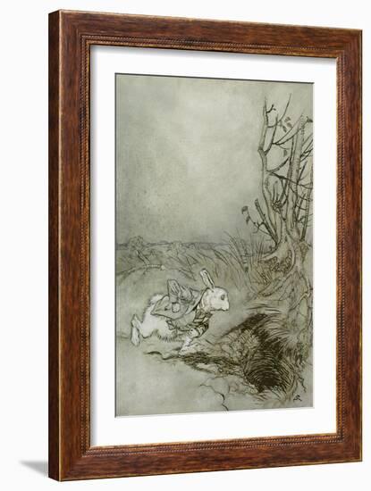 The White Rabbit from 'Alice's Adventures in Wonderland', 1907 (Pen, Ink and W/C on Paper)-Arthur Rackham-Framed Giclee Print