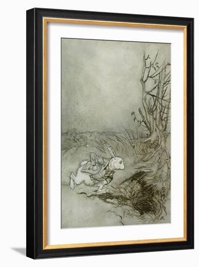 The White Rabbit from 'Alice's Adventures in Wonderland', 1907 (Pen, Ink and W/C on Paper)-Arthur Rackham-Framed Giclee Print
