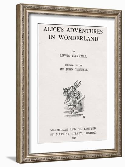 The White Rabbit on the Titlepage of 'Alice's Adventures in Wonderland', 1940 (Engraving)-John Tenniel-Framed Giclee Print