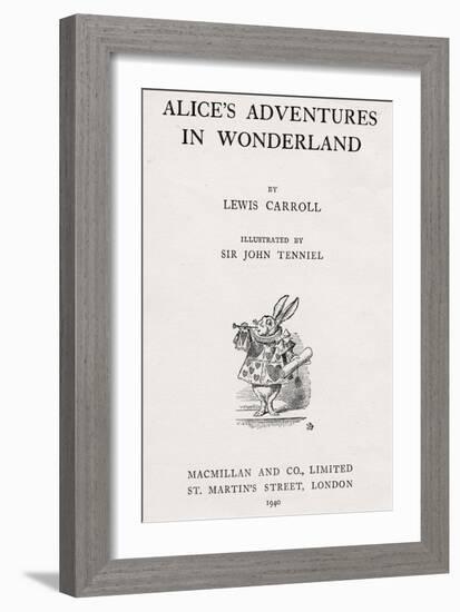 The White Rabbit on the Titlepage of 'Alice's Adventures in Wonderland', 1940 (Engraving)-John Tenniel-Framed Giclee Print