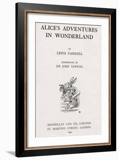 The White Rabbit on the Titlepage of 'Alice's Adventures in Wonderland', 1940 (Engraving)-John Tenniel-Framed Giclee Print