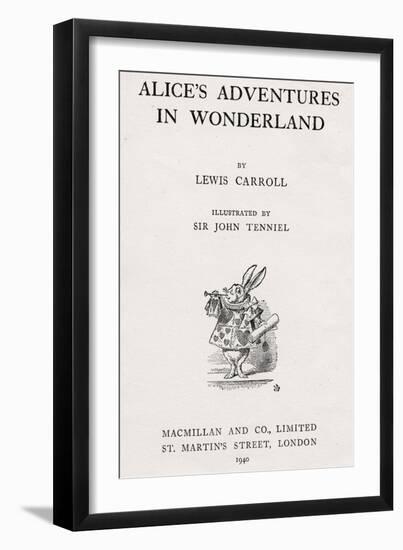 The White Rabbit on the Titlepage of 'Alice's Adventures in Wonderland', 1940 (Engraving)-John Tenniel-Framed Giclee Print
