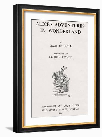 The White Rabbit on the Titlepage of 'Alice's Adventures in Wonderland', 1940 (Engraving)-John Tenniel-Framed Giclee Print