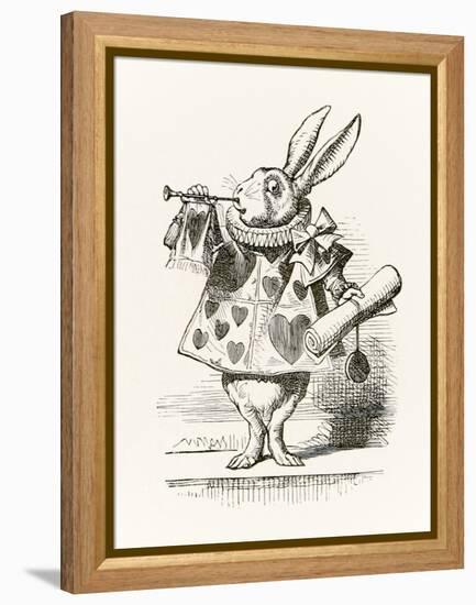 The White Rabbit with Trumpet and Scroll Heralding the Accusation, from 'Alice in Wonderland' by Le-John Tenniel-Framed Premier Image Canvas