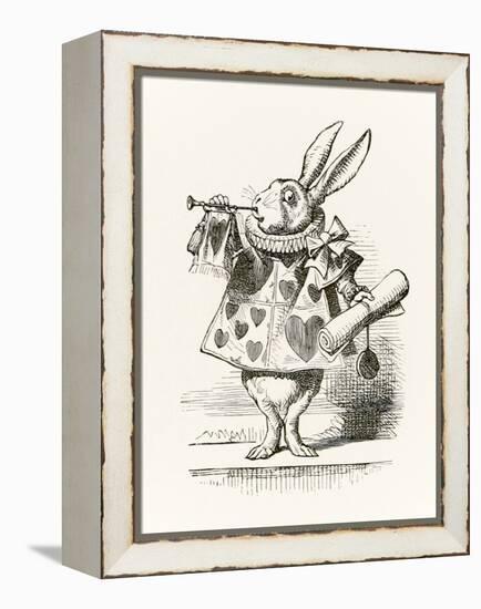 The White Rabbit with Trumpet and Scroll Heralding the Accusation, from 'Alice in Wonderland' by Le-John Tenniel-Framed Premier Image Canvas