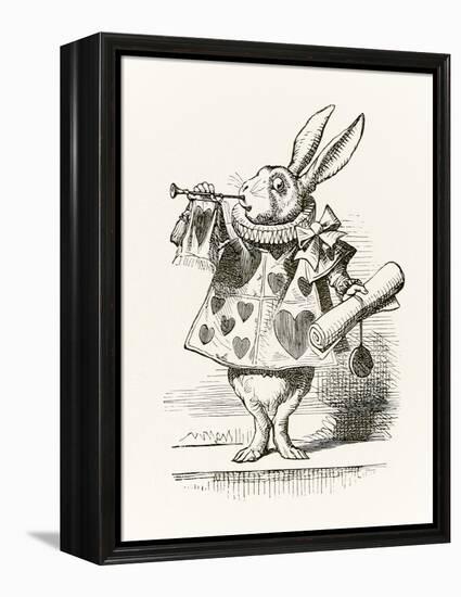 The White Rabbit with Trumpet and Scroll Heralding the Accusation, from 'Alice in Wonderland' by Le-John Tenniel-Framed Premier Image Canvas