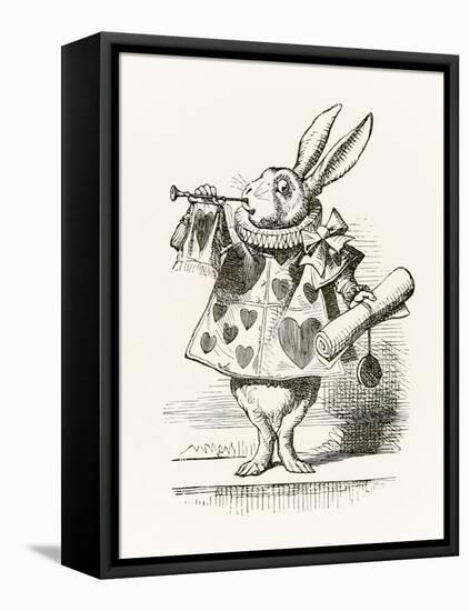 The White Rabbit with Trumpet and Scroll Heralding the Accusation, from 'Alice in Wonderland' by Le-John Tenniel-Framed Premier Image Canvas