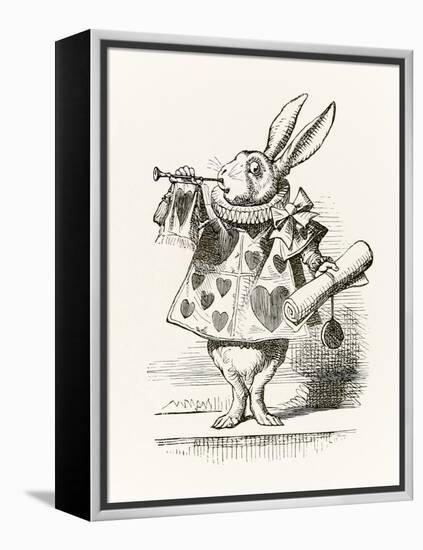 The White Rabbit with Trumpet and Scroll Heralding the Accusation, from 'Alice in Wonderland' by Le-John Tenniel-Framed Premier Image Canvas