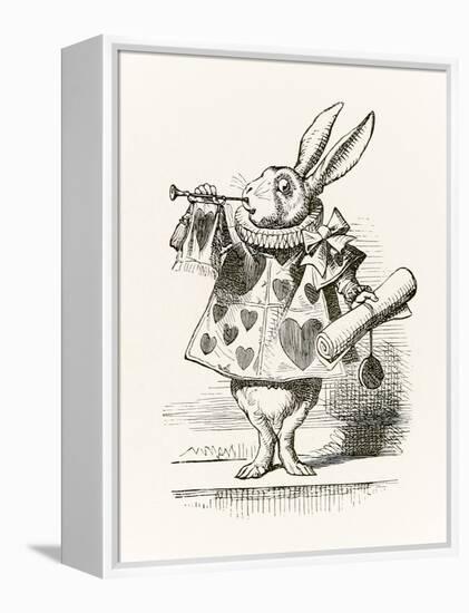 The White Rabbit with Trumpet and Scroll Heralding the Accusation, from 'Alice in Wonderland' by Le-John Tenniel-Framed Premier Image Canvas