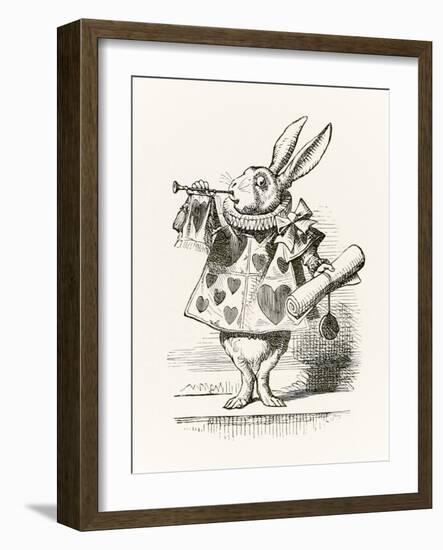 The White Rabbit with Trumpet and Scroll Heralding the Accusation, from 'Alice in Wonderland' by Le-John Tenniel-Framed Giclee Print