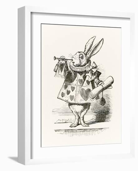 The White Rabbit with Trumpet and Scroll Heralding the Accusation, from 'Alice in Wonderland' by Le-John Tenniel-Framed Giclee Print