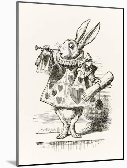 The White Rabbit with Trumpet and Scroll Heralding the Accusation, from 'Alice in Wonderland' by Le-John Tenniel-Mounted Giclee Print