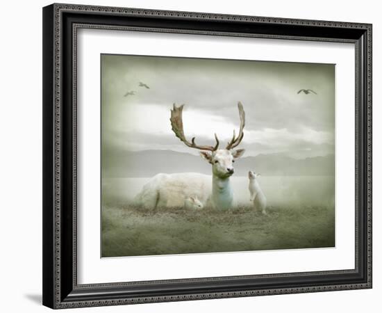 The White Stag-Lynne Davies-Framed Photographic Print