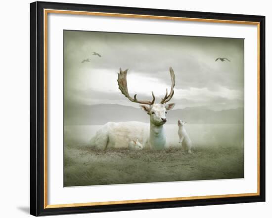 The White Stag-Lynne Davies-Framed Photographic Print