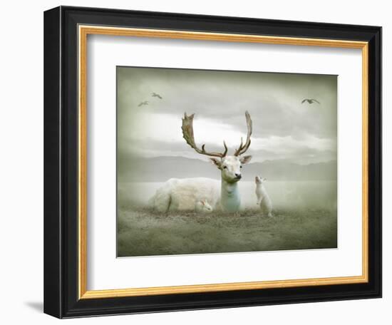 The White Stag-Lynne Davies-Framed Photographic Print