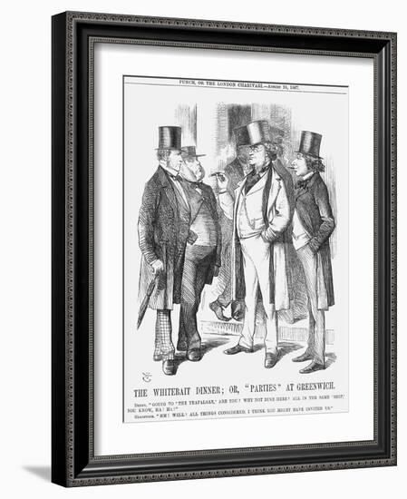 The Whitebait Dinner; Or, Parties at Greenwich, 1867-John Tenniel-Framed Giclee Print