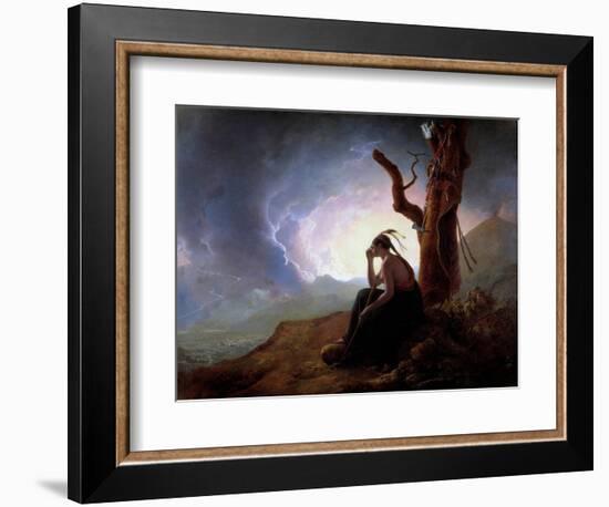 The Widow of an Indian Chief Watching over Her Husband's Weapons Painting by Joseph Wright of Derby-Joseph Wright of Derby-Framed Giclee Print