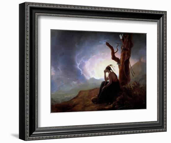 The Widow of an Indian Chief Watching over Her Husband's Weapons Painting by Joseph Wright of Derby-Joseph Wright of Derby-Framed Giclee Print