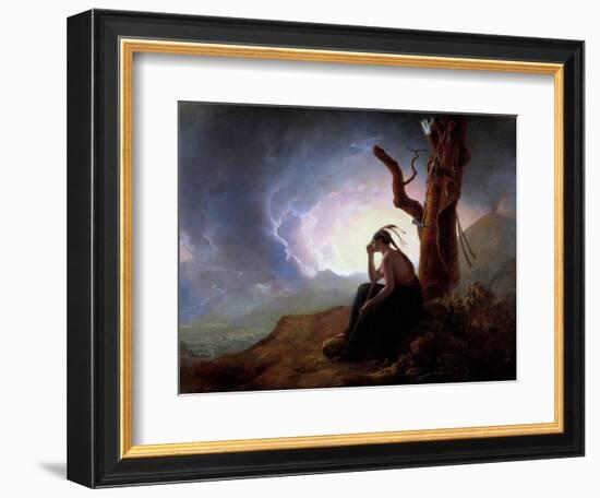 The Widow of an Indian Chief Watching over Her Husband's Weapons Painting by Joseph Wright of Derby-Joseph Wright of Derby-Framed Giclee Print