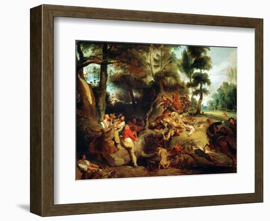 The Wild Boar Hunt, after a Painting by Rubens, circa 1840-50-Eugene Delacroix-Framed Giclee Print