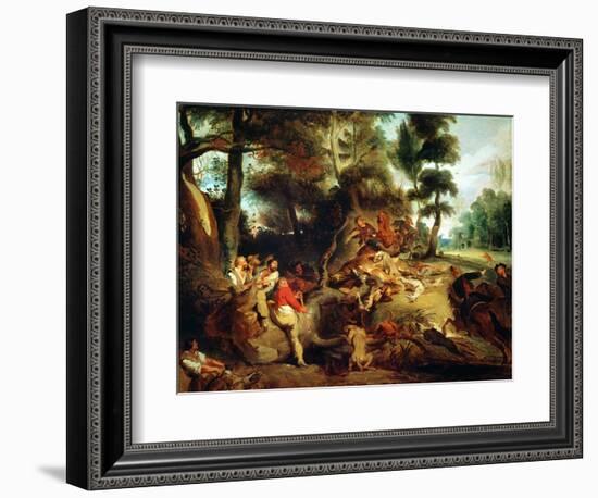 The Wild Boar Hunt, after a Painting by Rubens, circa 1840-50-Eugene Delacroix-Framed Giclee Print