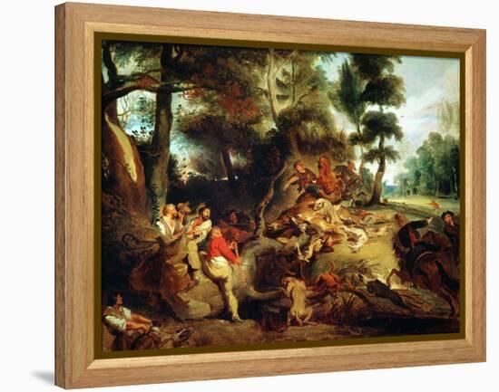 The Wild Boar Hunt, after a Painting by Rubens, circa 1840-50-Eugene Delacroix-Framed Premier Image Canvas