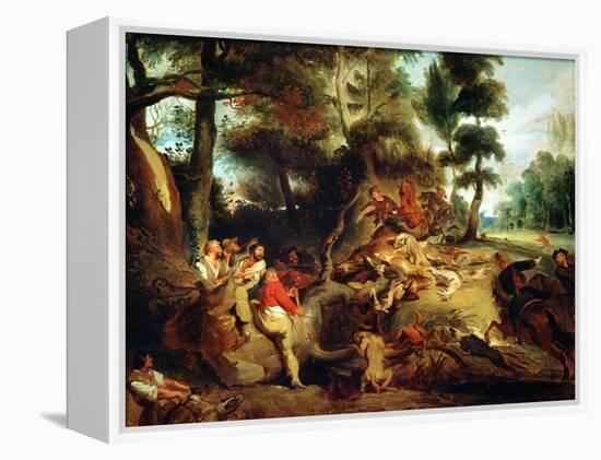 The Wild Boar Hunt, after a Painting by Rubens, circa 1840-50-Eugene Delacroix-Framed Premier Image Canvas