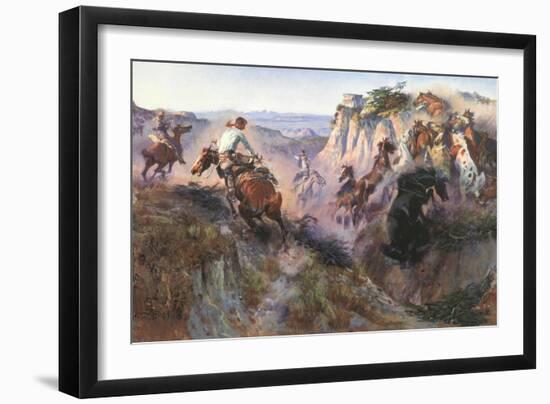 The Wild Horse Hunters-Charles Marion Russell-Framed Art Print