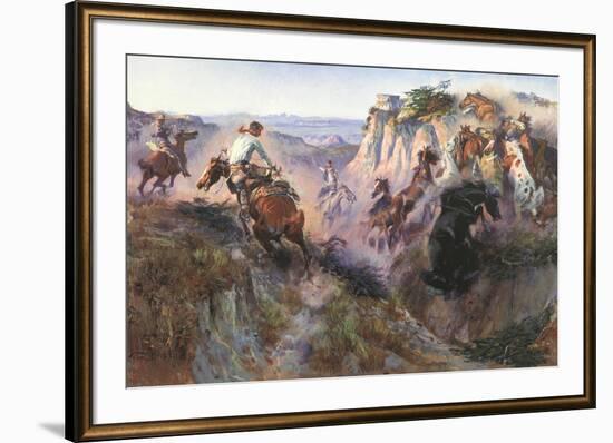 The Wild Horse Hunters-Charles Marion Russell-Framed Art Print