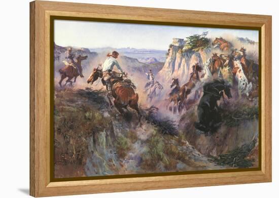 The Wild Horse Hunters-Charles Marion Russell-Framed Stretched Canvas