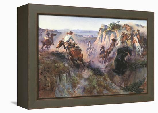 The Wild Horse Hunters-Charles Marion Russell-Framed Stretched Canvas