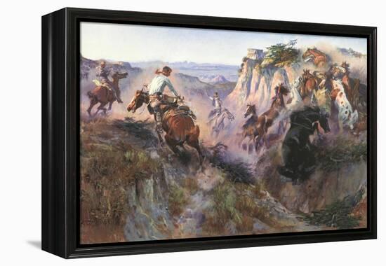 The Wild Horse Hunters-Charles Marion Russell-Framed Stretched Canvas