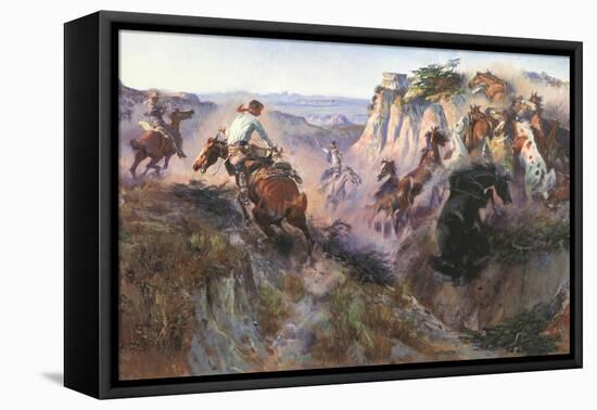 The Wild Horse Hunters-Charles Marion Russell-Framed Stretched Canvas