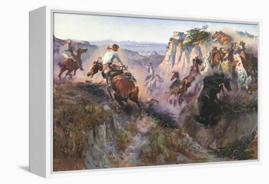 The Wild Horse Hunters-Charles Marion Russell-Framed Stretched Canvas