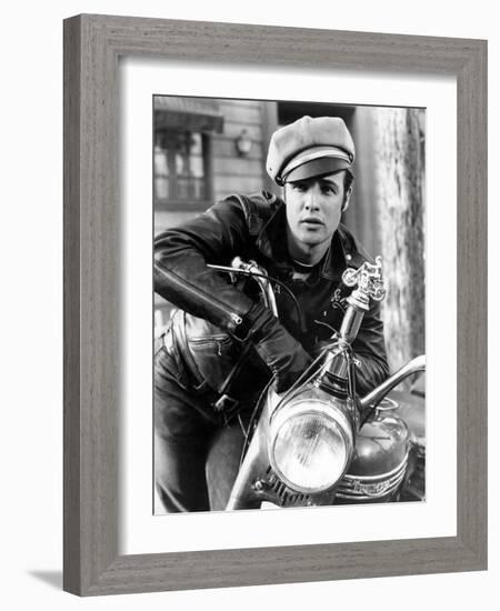 The Wild One, Marlon Brando, 1954, Leather Jacket-null-Framed Photo