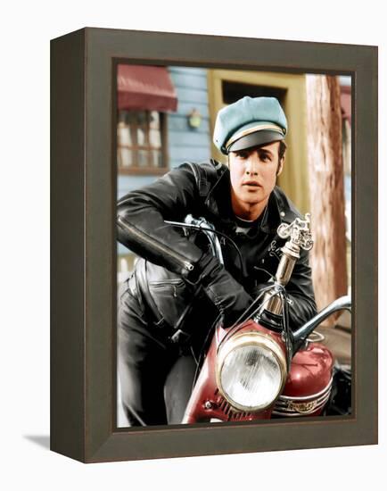 The Wild One, Marlon Brando, 1954-null-Framed Stretched Canvas