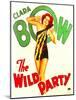 THE WILD PARTY, Clara Bow on window card, 1929.-null-Mounted Art Print