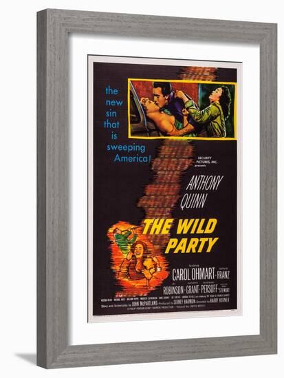 The Wild Party, Top, from Left: Carol Ohmart, Anthony Quinn, Kathryn Grant, 1956-null-Framed Art Print